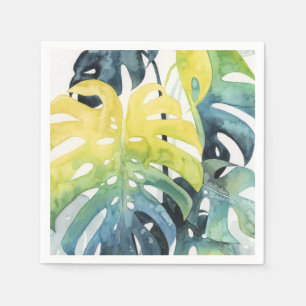 Serviette En Papier Aquarelle Coucher de soleil Palm Tree Feuilles