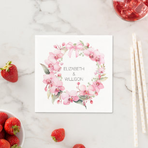 Serviette En Papier Aquarelle couronne d'orchidée rose