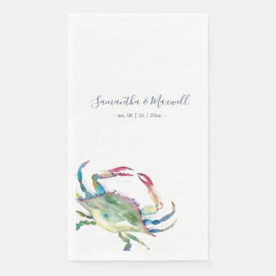 Serviette En Papier Aquarelle Crabe Serviettes personnalisées