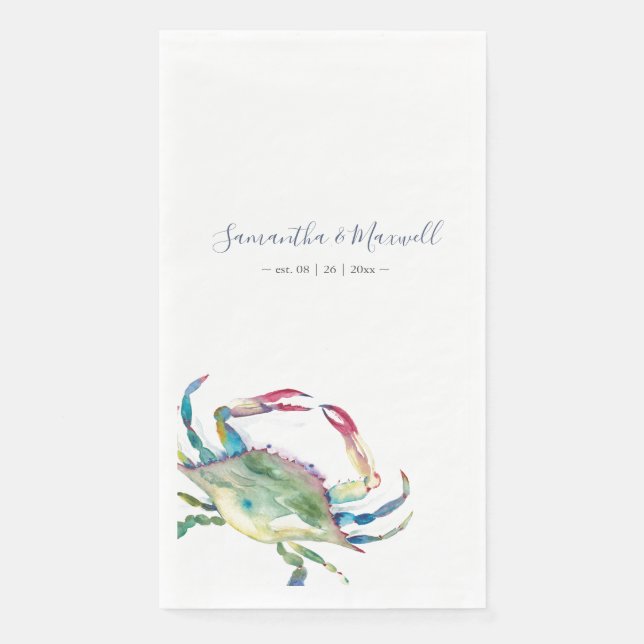 Serviette En Papier Aquarelle Crabe Serviettes personnalisées (Devant)