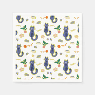 Serviette En Papier Aquarelle Cute Chats Motif