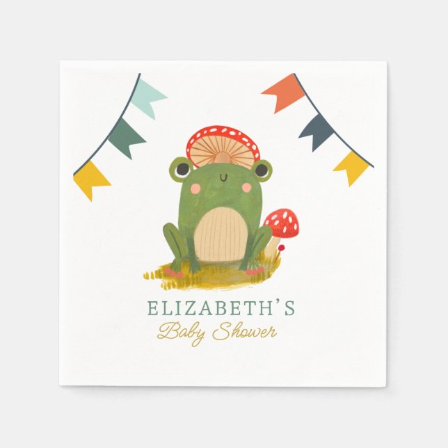 Serviette En Papier Aquarelle Cute Frog Baby shower (Devant)