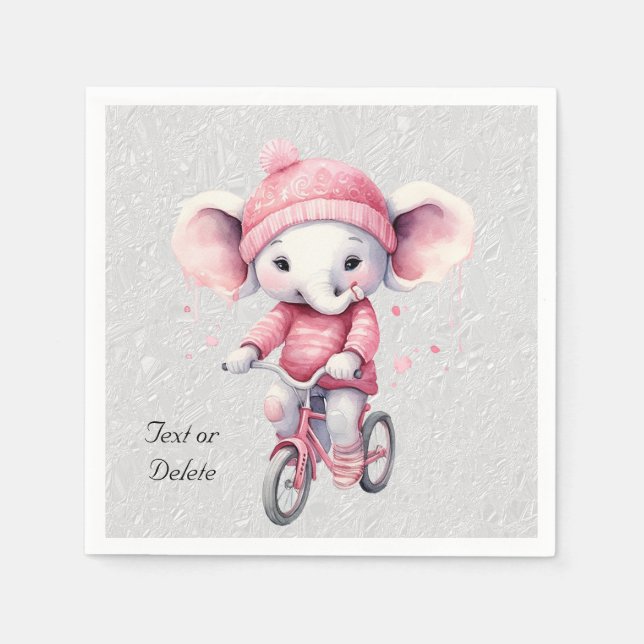 Serviette En Papier Aquarelle Cyclisme Eléphant serviettes (Devant)