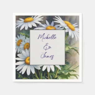 Serviette En Papier Aquarelle Daisies Fleurs Professionnel tendance