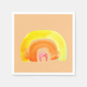 Serviette En Papier Aquarelle d'amour arc-en-ciel orange