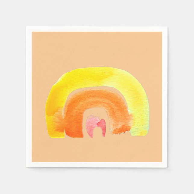 Serviette En Papier Aquarelle d'amour arc-en-ciel orange (Devant)