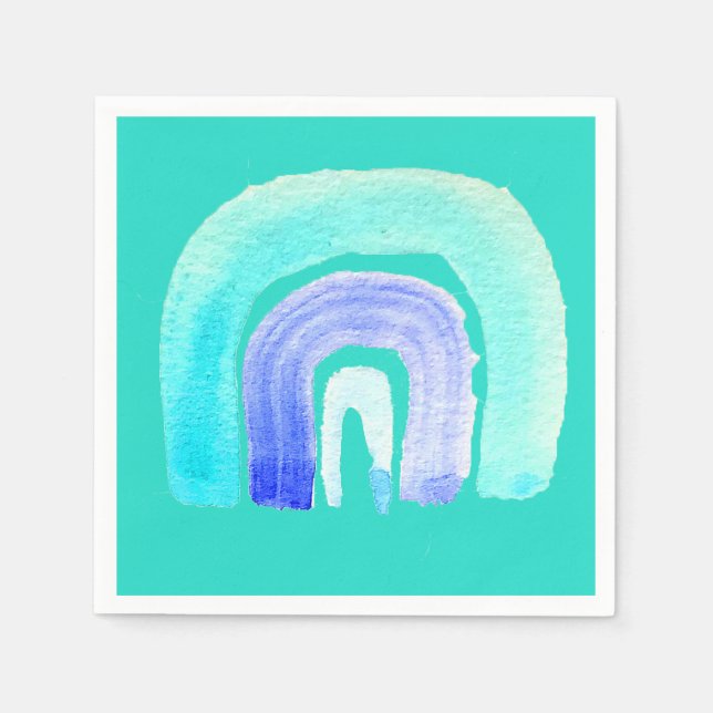 Serviette En Papier Aquarelle d'amour bleu arc-en-ciel (Devant)