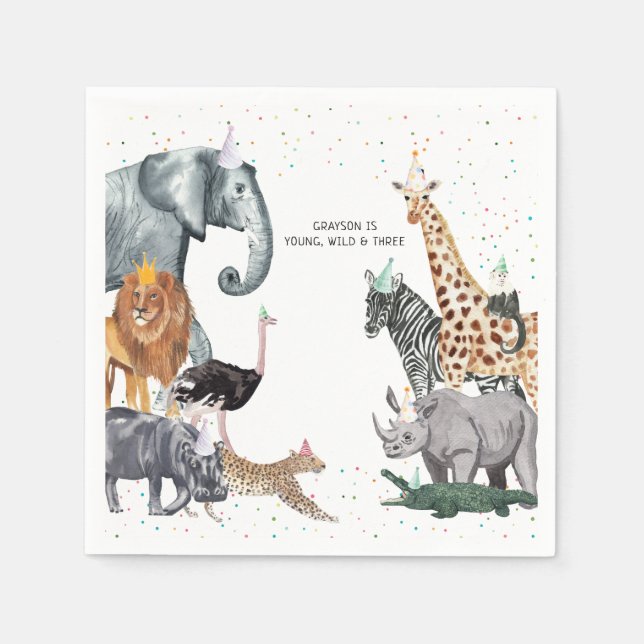 Serviette En Papier Aquarelle d'animal moderne simple partie (Devant)