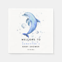 Aquarelle dauphin BIENVENUE À la baby shower