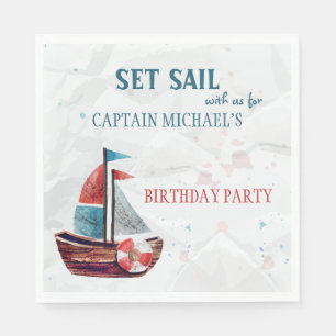 Serviette En Papier Aquarelle de bateau serviettes