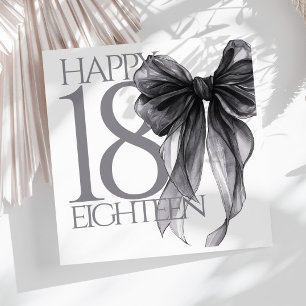 Serviette En Papier Aquarelle de Bow noir 18e anniversaire