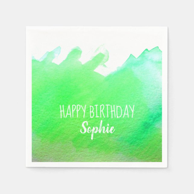 Serviette En Papier Aquarelle de chaux mignonne Joyeux anniversaire pe (Devant)