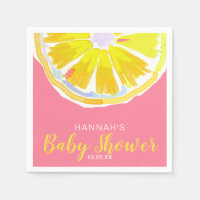 Aquarelle de citron tranches Baby shower rose