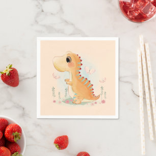 Serviette En Papier Aquarelle de dinosaure Brown