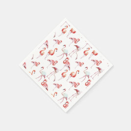 Serviette En Papier Aquarelle de Flamant rose rose tropicale monogramm