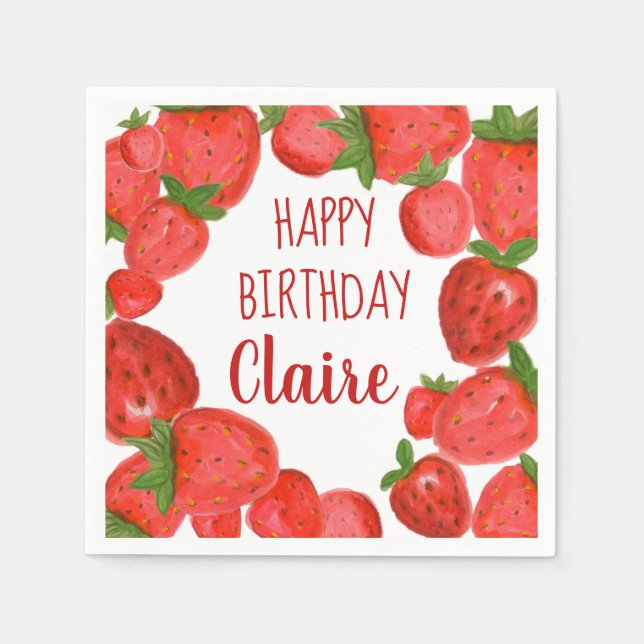 Serviette En Papier Aquarelle de fraise (Devant)