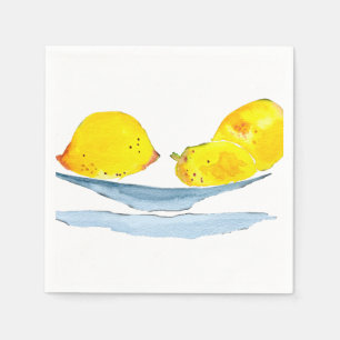 Serviette En Papier Aquarelle de fruit jaune citron