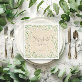 Serviette En Papier Aquarelle de la respiration du bébé Boho rustique 