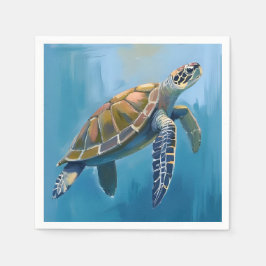 Serviette En Papier Aquarelle de la tortue marine