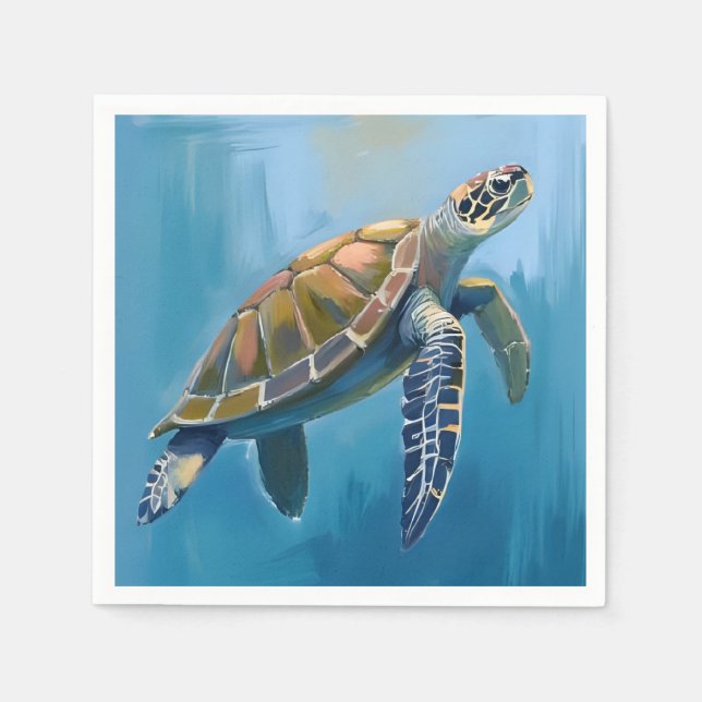 Serviette En Papier Aquarelle de la tortue marine (Devant)