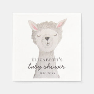 Serviette En Papier Aquarelle de mignonette lama. Baby shower amusant
