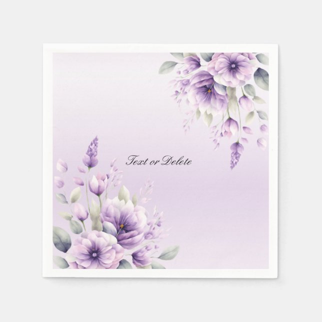 Serviette En Papier Aquarelle de Naples florales violettes (Devant)