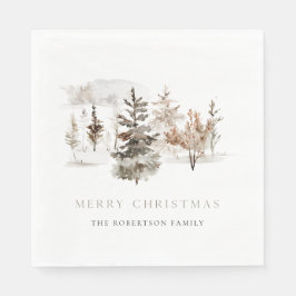 Serviette En Papier Aquarelle de Noël Paysage d'hiver Napkin