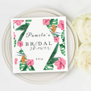 Serviette En Papier Aquarelle de palme tropicale Fête des mariées géom