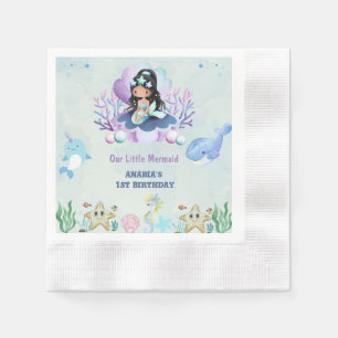 Serviette En Papier Aquarelle de petite sirène Anniversaire