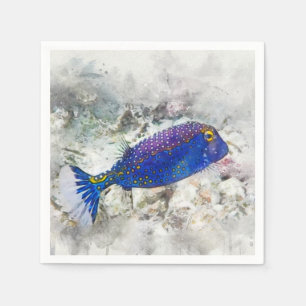 Serviette En Papier Aquarelle de poisson tropical hawaïen - Poisson-t