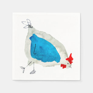 Serviette En Papier Aquarelle de poulets mignons