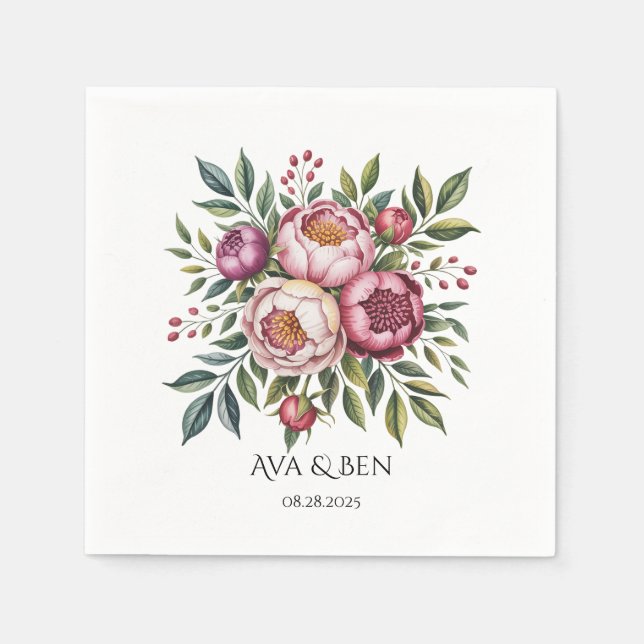 Serviette En Papier Aquarelle de Primrose d'hiver Mariage floral (Devant)
