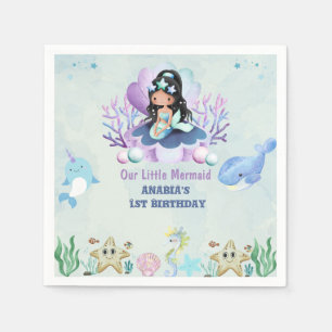 Serviette En Papier Aquarelle de sirène magique fête d'anniversaire