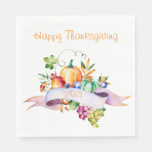 Aquarelle de Thanksgiving Citrouilles et fruits
