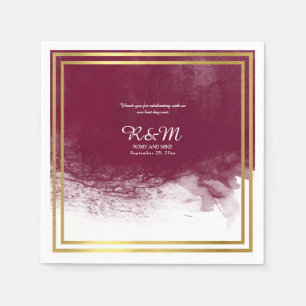Serviette En Papier Aquarelle de vin sur mariage personnalisé blanc