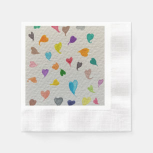 Serviette En Papier Aquarelle des coeurs