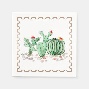 Serviette En Papier Aquarelle désert cactus cactus dessinés à la main