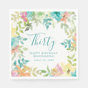 Serviette En Papier Aquarelle d'été Floral Custom 30e anniversaire