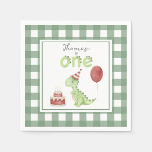 Serviette En Papier Aquarelle Dinosaur 1er anniversaire