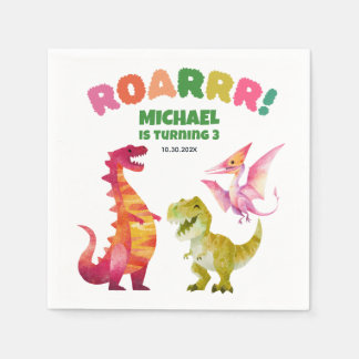 Serviette En Papier Aquarelle Dinosaur Dinosaure Dino mignon Anniversa