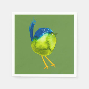 Serviette En Papier Aquarelle d'oiseau bleu
