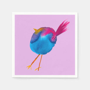 Serviette En Papier Aquarelle d'oiseau bleu
