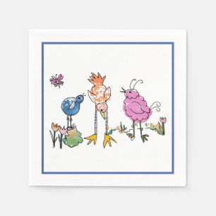 Serviette En Papier Aquarelle d'oiseau mignonne Chiens de fête