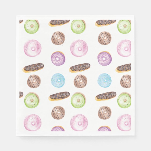 Serviette En Papier Aquarelle Donuts peint à la main (Devant)
