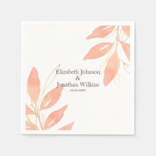 Serviette En Papier Aquarelle dorée Mariage floral