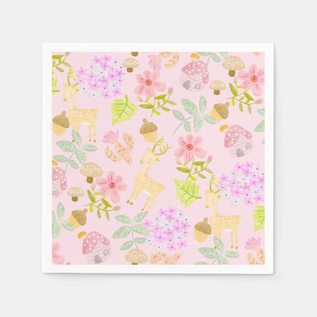 Serviette En Papier Aquarelle douce choses serviette rose. (Devant)