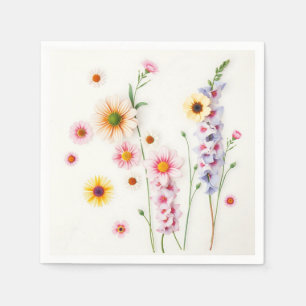 Serviette En Papier Aquarelle douce Daisies Delphiniums