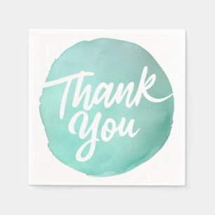 Serviette En Papier Aquarelle douce menthe peinte en Merci cercle