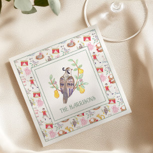Serviette En Papier Aquarelle Douze Jours de Noël Personnalisé