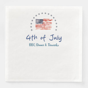 Serviette En Papier Aquarelle drapeau américain avec étoiles